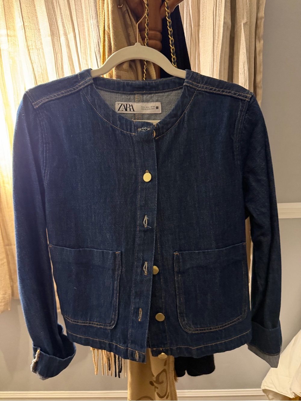Zara Women's Dark Blue Denim Jacket size medium